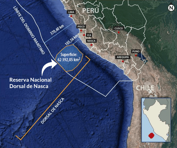 Mapa de la Reserva Nacional Dorsal de Nasca
